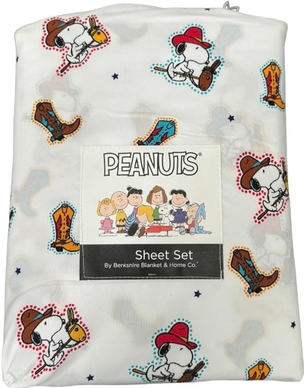 Berkshire Blanket & Home Co. Peanuts (Snoopy) Western Cowboy Twin Sheet Set New